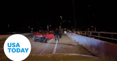 Driver unhurt after crashing into guardrail on Florida bridge | USA TODAY
