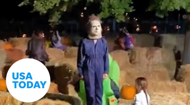 Kid dressed as Michael Myers doesn't break character after fall | USA TODAY